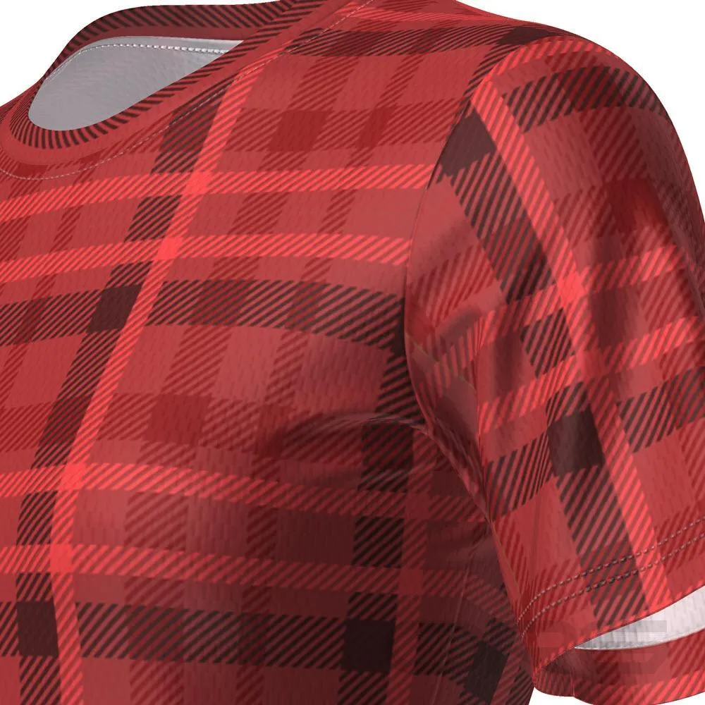 Women's Plaid Tartan Short Sleeve Running Shirt