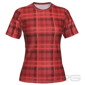 Women's Plaid Tartan Short Sleeve Running Shirt