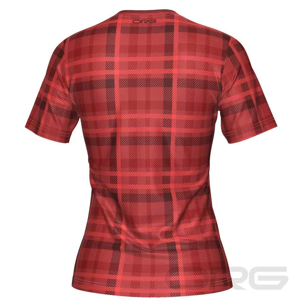 Women's Plaid Tartan Short Sleeve Running Shirt