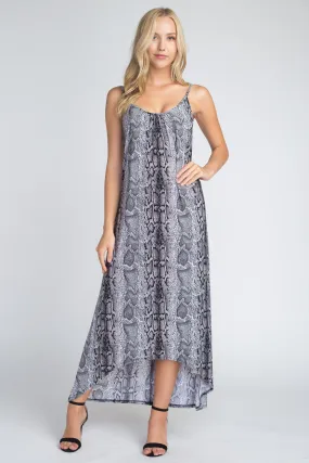 Women's Snakeskin Print Maxi Tank Dress