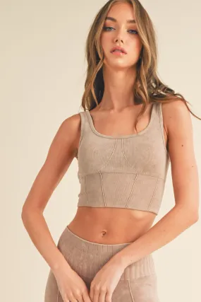 Women's Stone-Washed Active Sports Bra